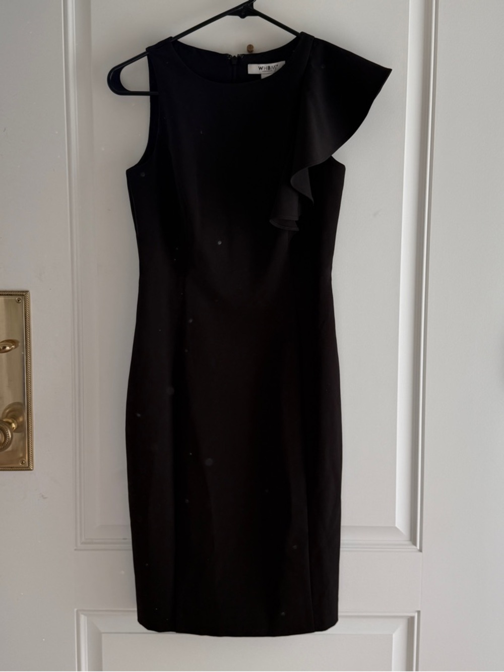 NWT!! White House Black Market Black One-Shoulder Ruffle Sheath Dress - Picture 2 of 9